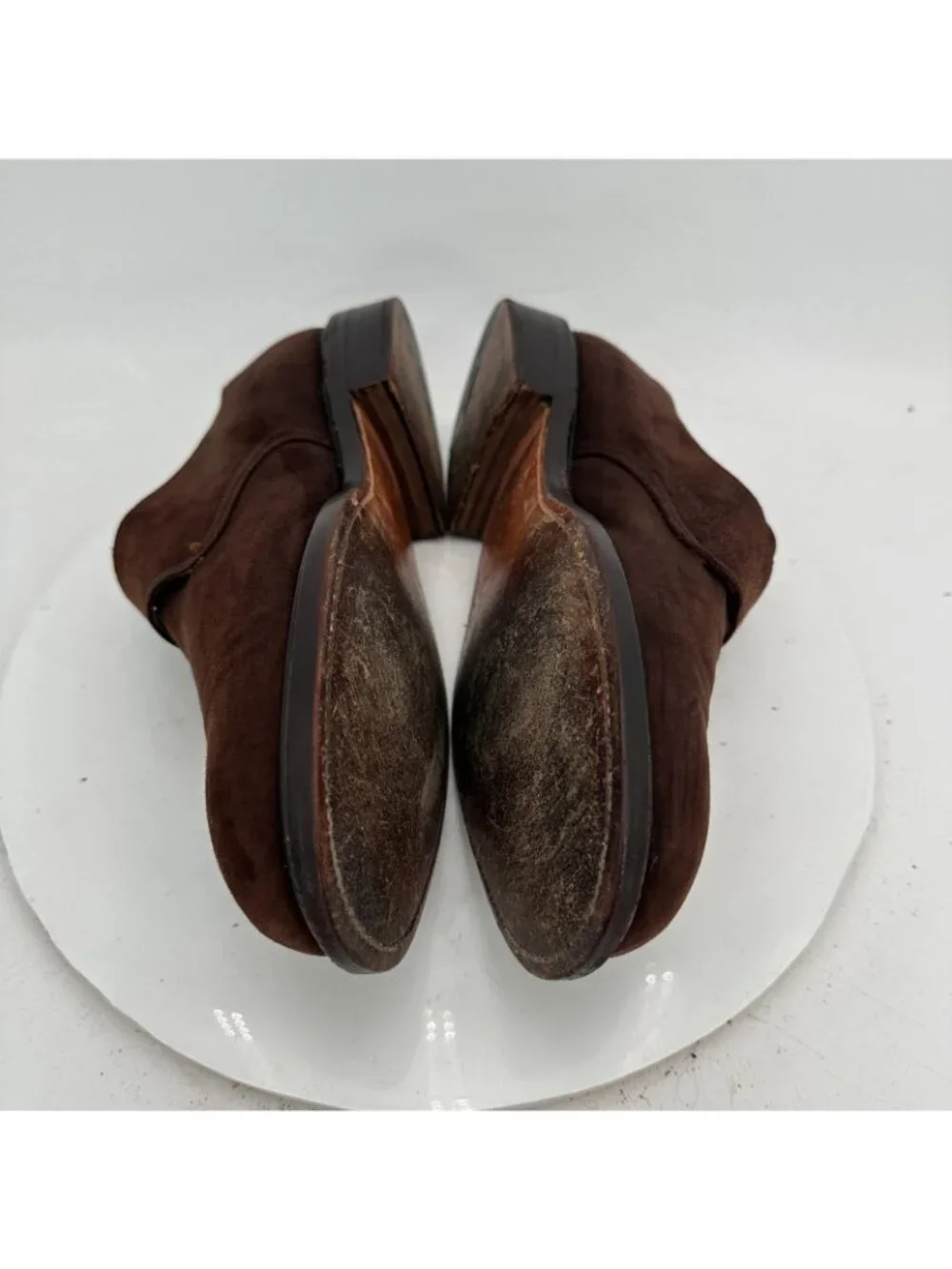 Lottusse Men Size 8.5 Dark Brown Suede Buckle Single Monk Strap Dress Shoes